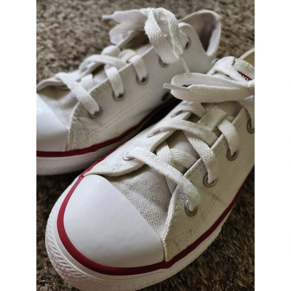Converse Kids Chuck Taylor All Star Low Top White Canvas Size 2.5 3J235